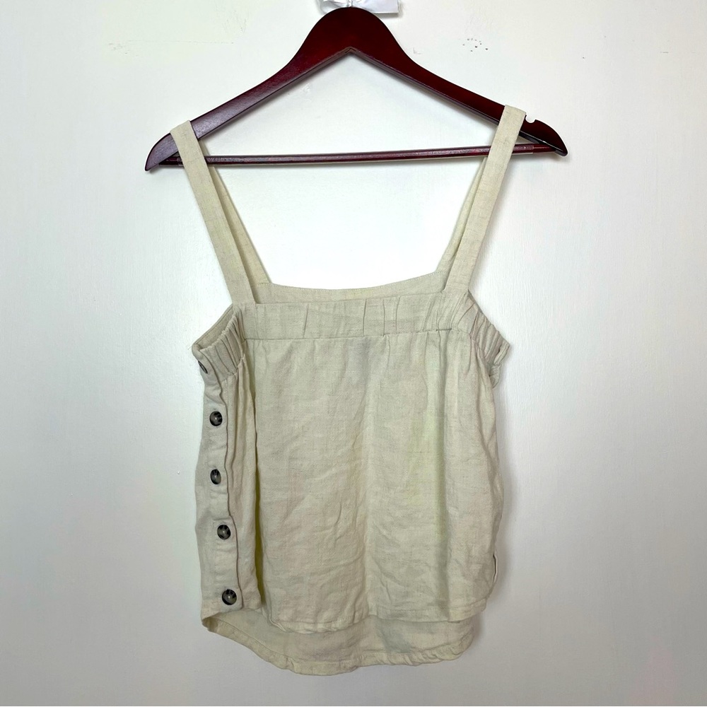 Universal Thread Women’s Linen Blend Square Neck Button Side Tank Small Neutral - Picture 6 of 8